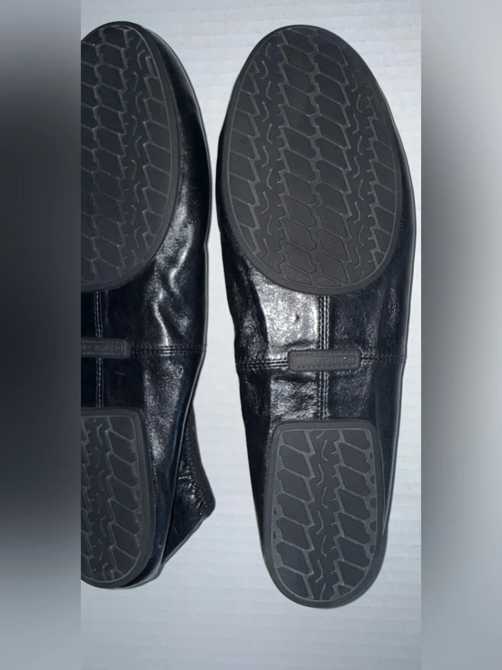 TORY BURCH Perfect Black Leather REVA Travel Foldable Comfort Ballet Flats 8.5